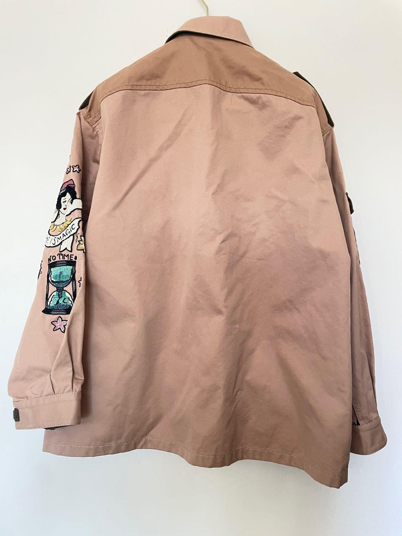 Pale pink cotton twill embellished jacket