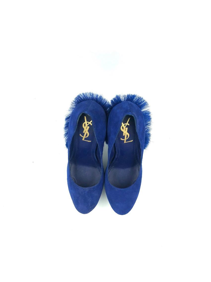 Yves Saint Laurent Palais Mohawk Blue Suede Pumps