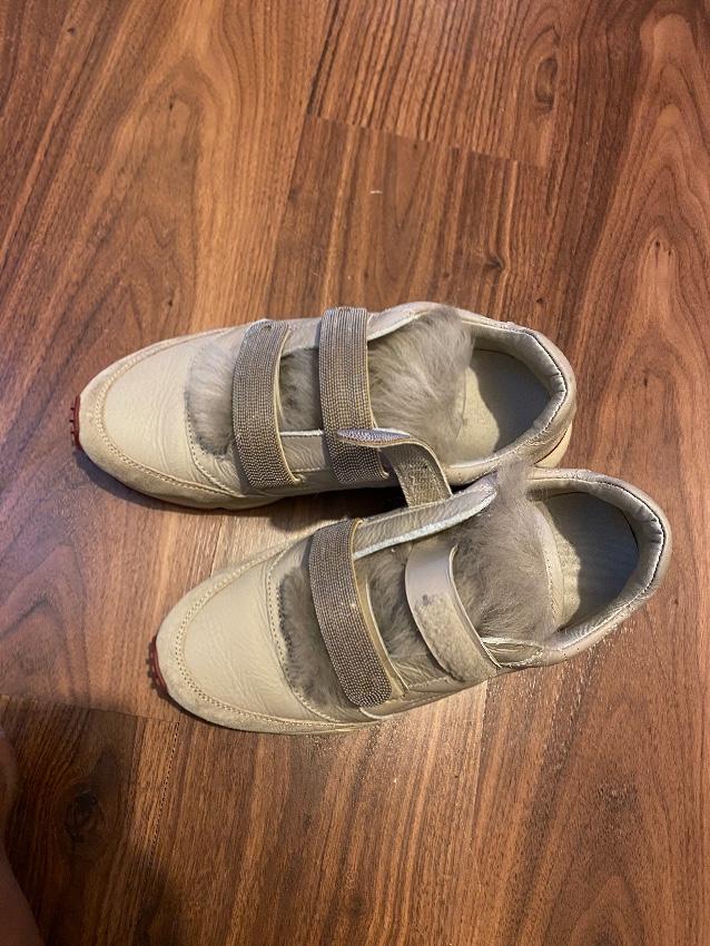 Brunello Cucinelli Sneakers with Fur Tongue & Monilli Bead Straps