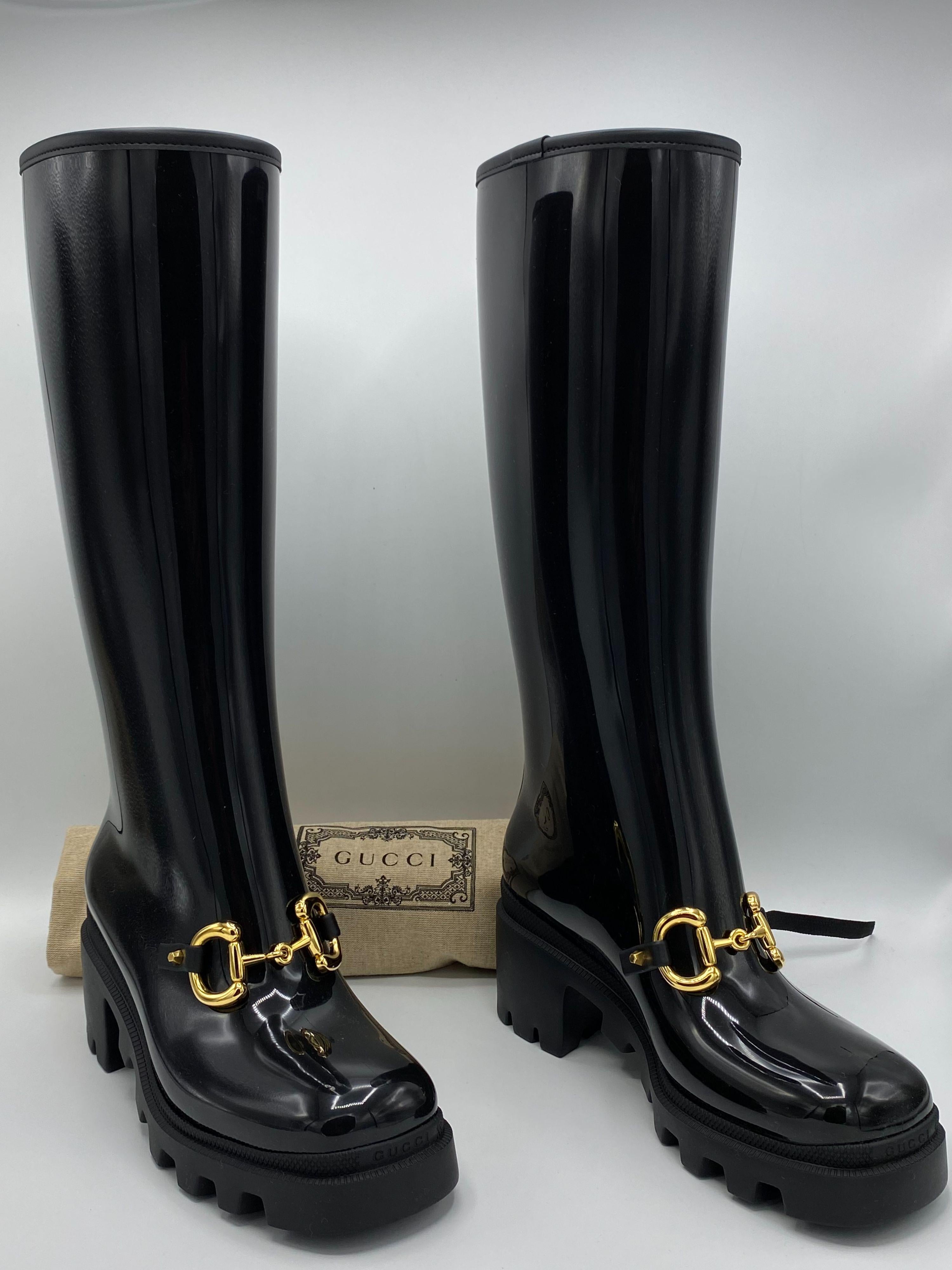 Knee High Horsebit Rain Boots