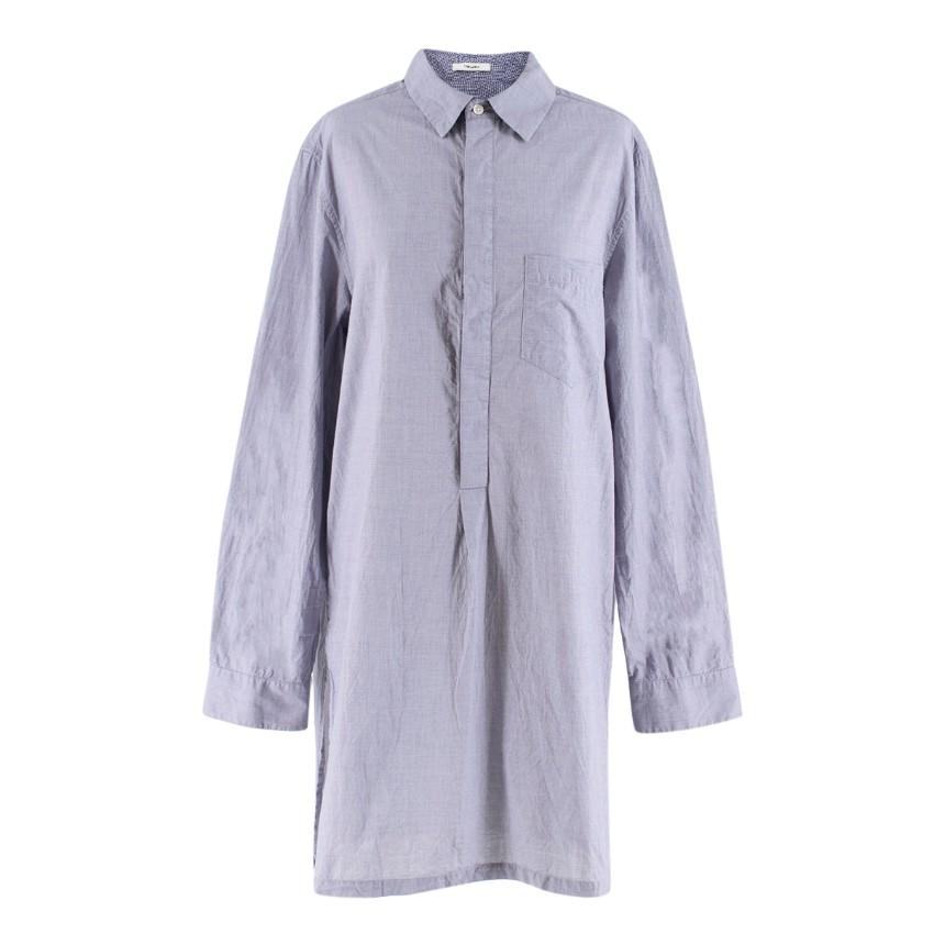 Adam Lippes Blue Houndstooth Check Shirt Dress