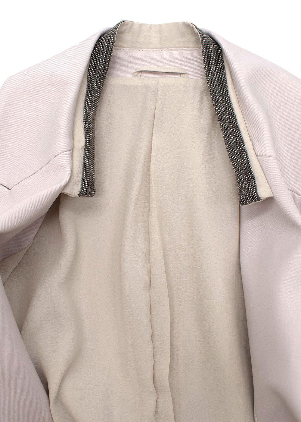Bead Embellished Double Breasted Wool Blend Blazer