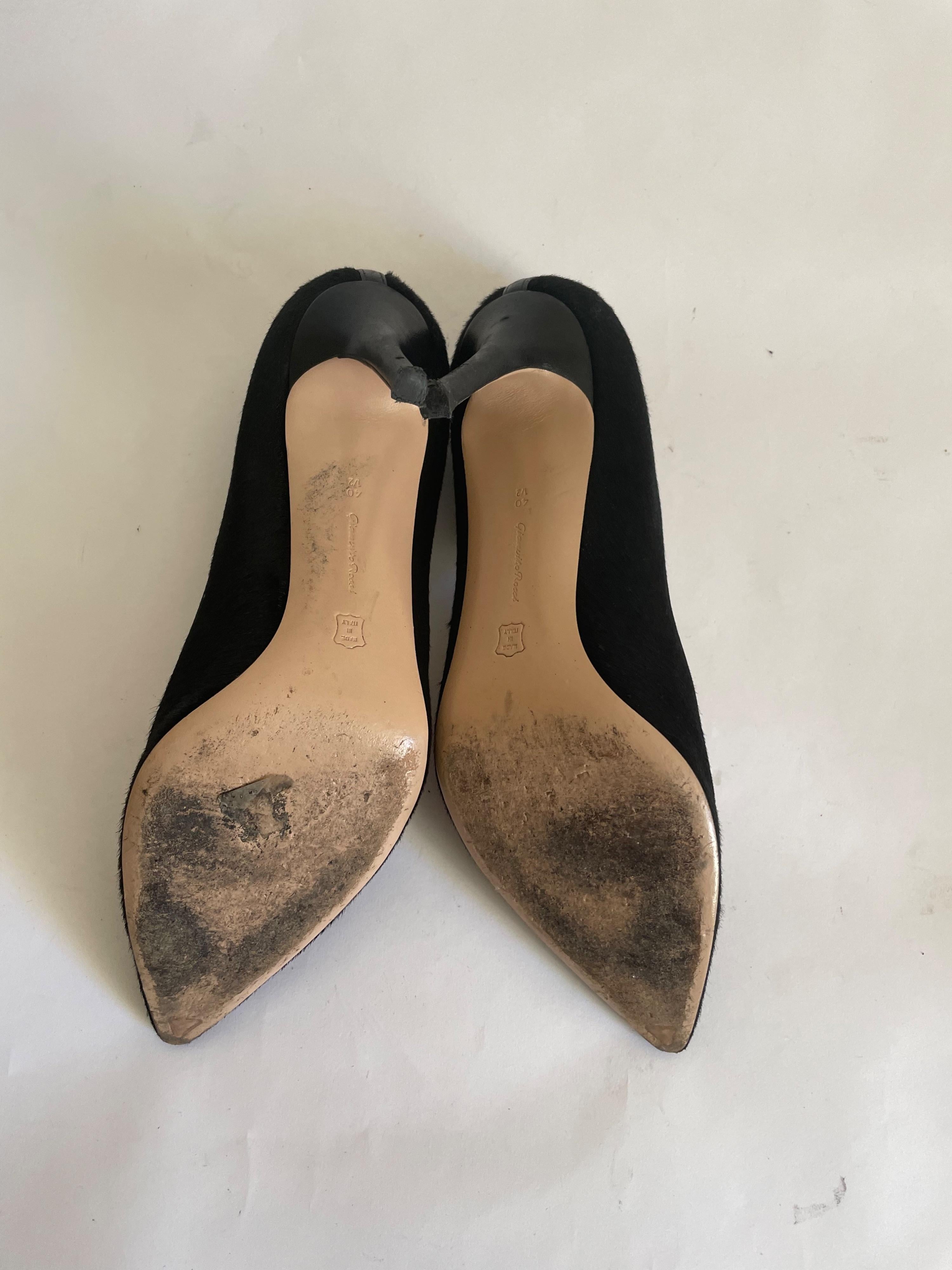 Black Pony Hair Pointed Toe Pumps