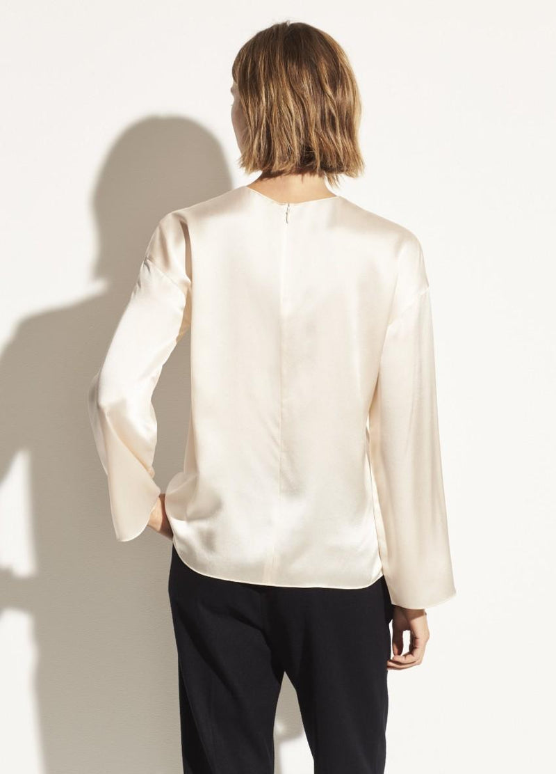 Vince Satin Knotted Ivory Top