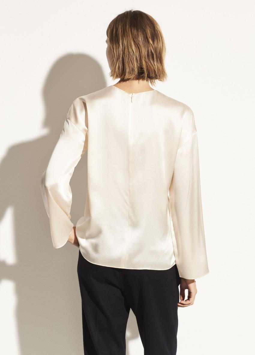 Vince Satin Knotted Ivory Top