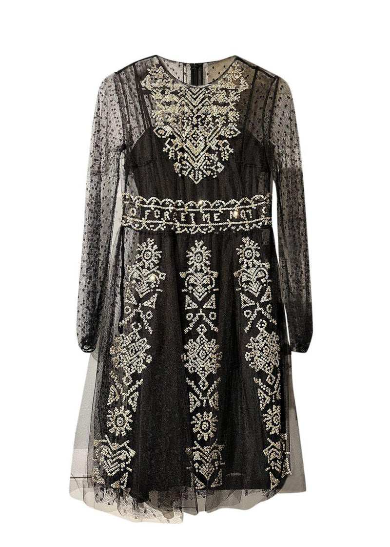 Red Valentino Black Sequin Embellished Mini Dress