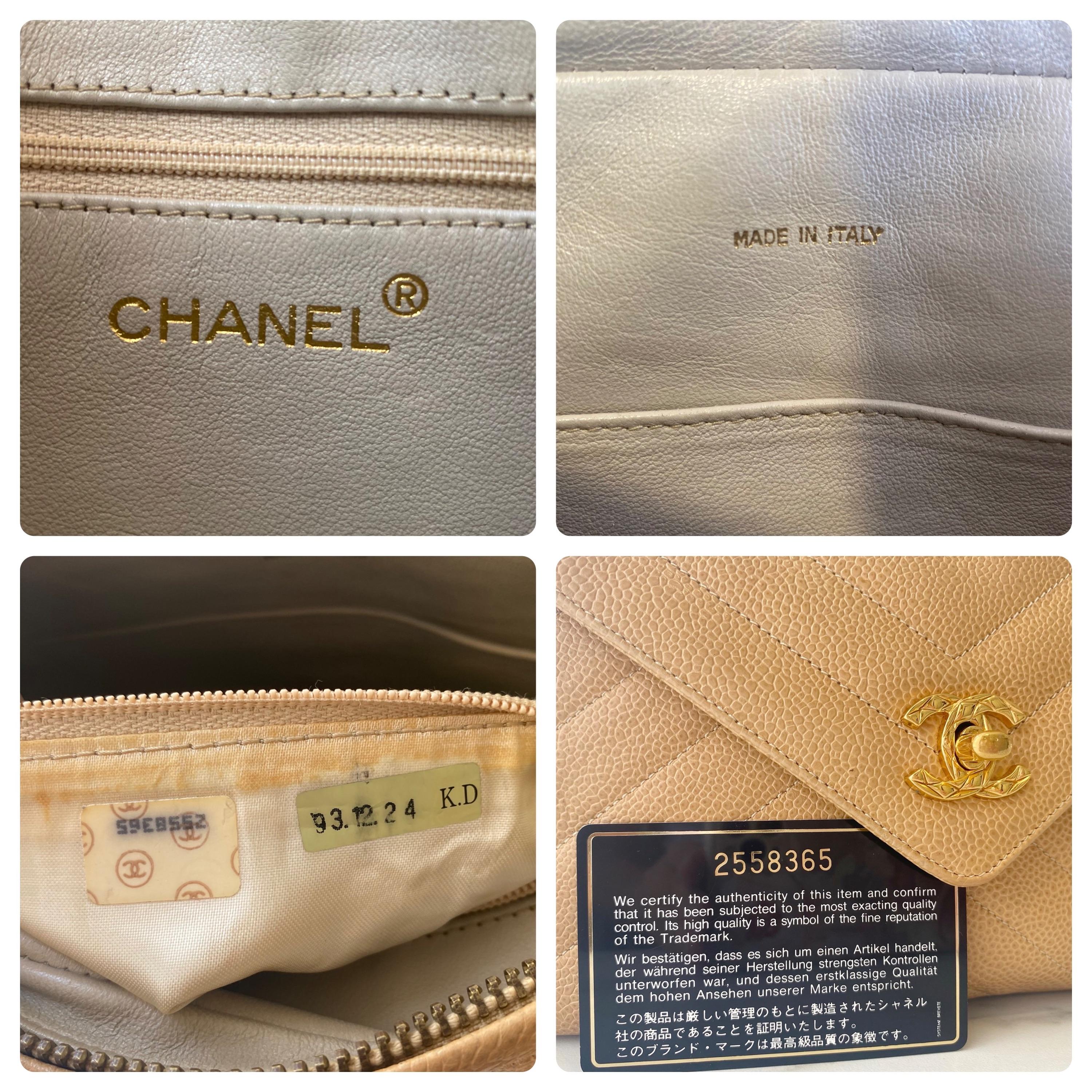 Beige Quilted Chevron Caviar Bijoux Camera Flap Bag
