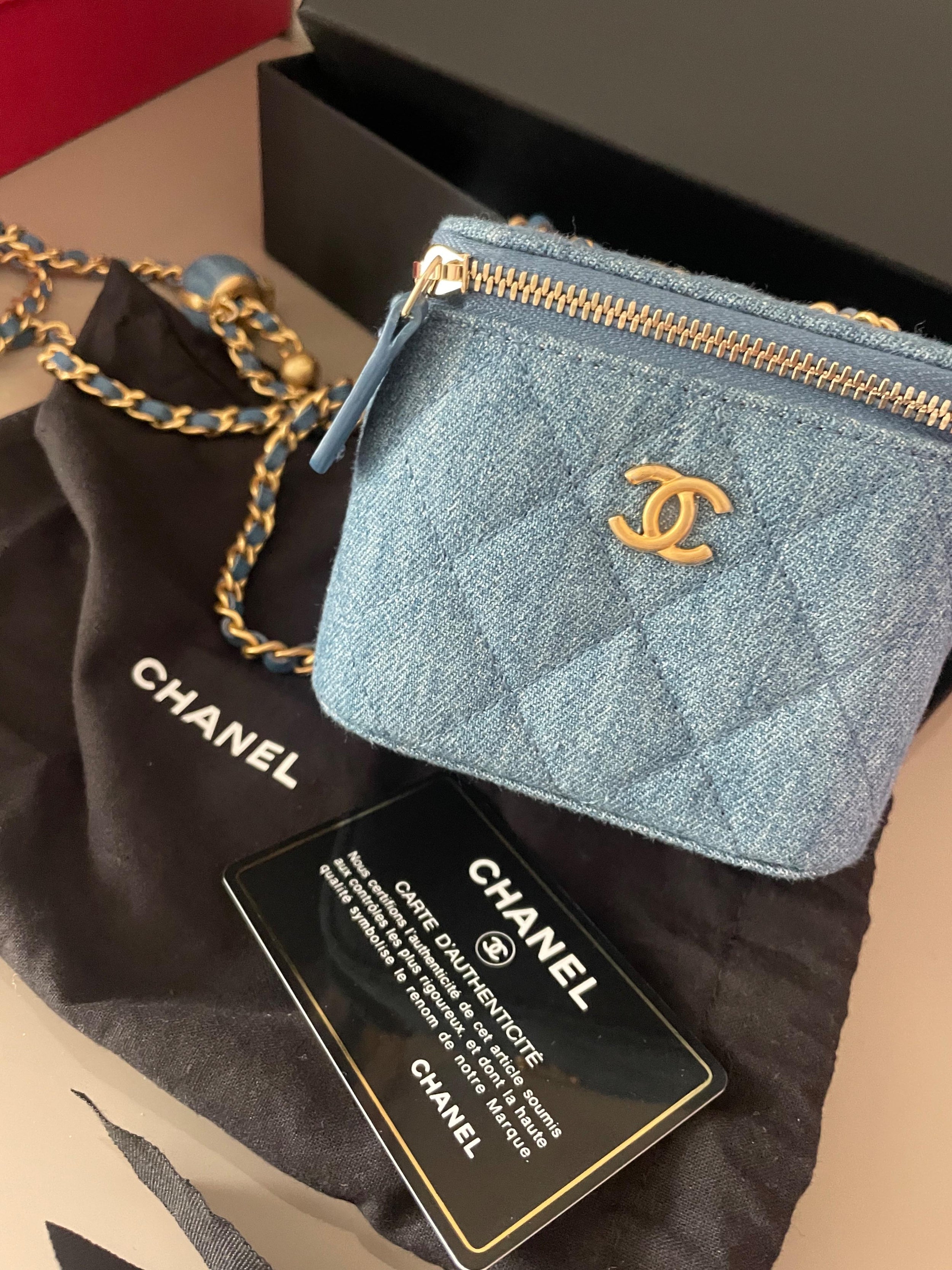 Chanel Blue Denim Coco Crush Vanity Bag