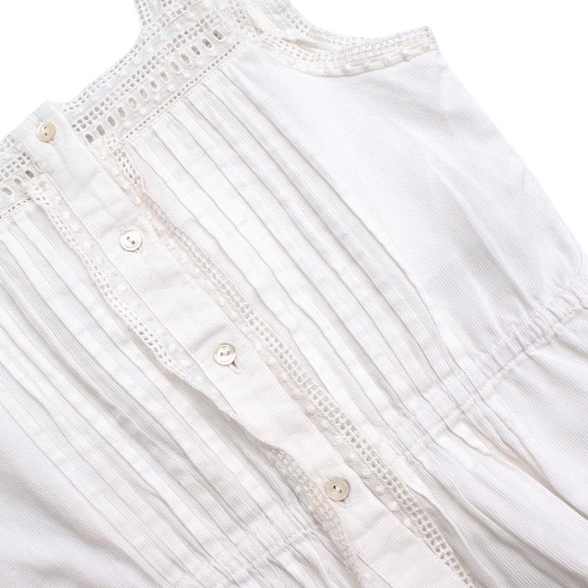 Bonpoint White Cotton Lace Details Ruffled Top