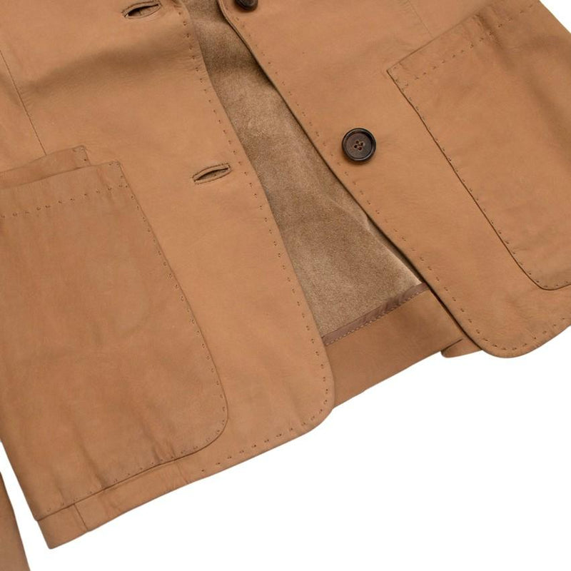 Asprey Tan Leather Single-Breasted Blazer