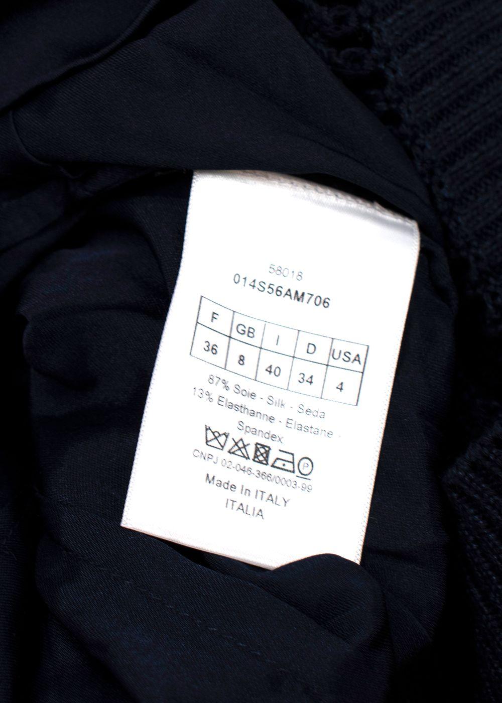 Dior Navy Blue Linen Blend Knitted Tassel Jumper