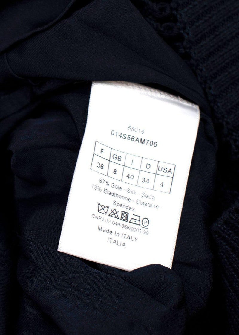 Dior Navy Blue Linen Blend Knitted Tassel Jumper