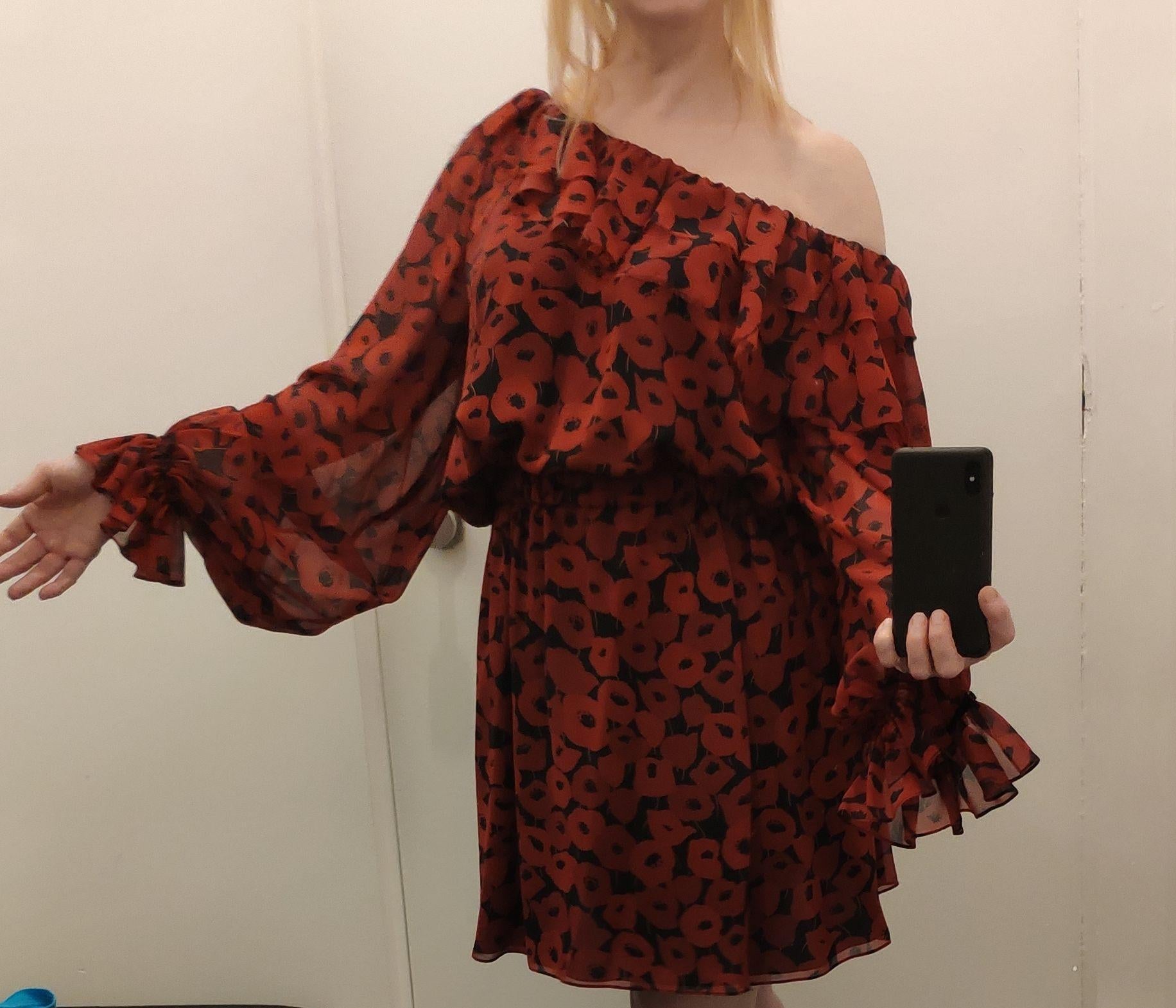 One-shoulder Floral-print Silk-georgette Mini Dress