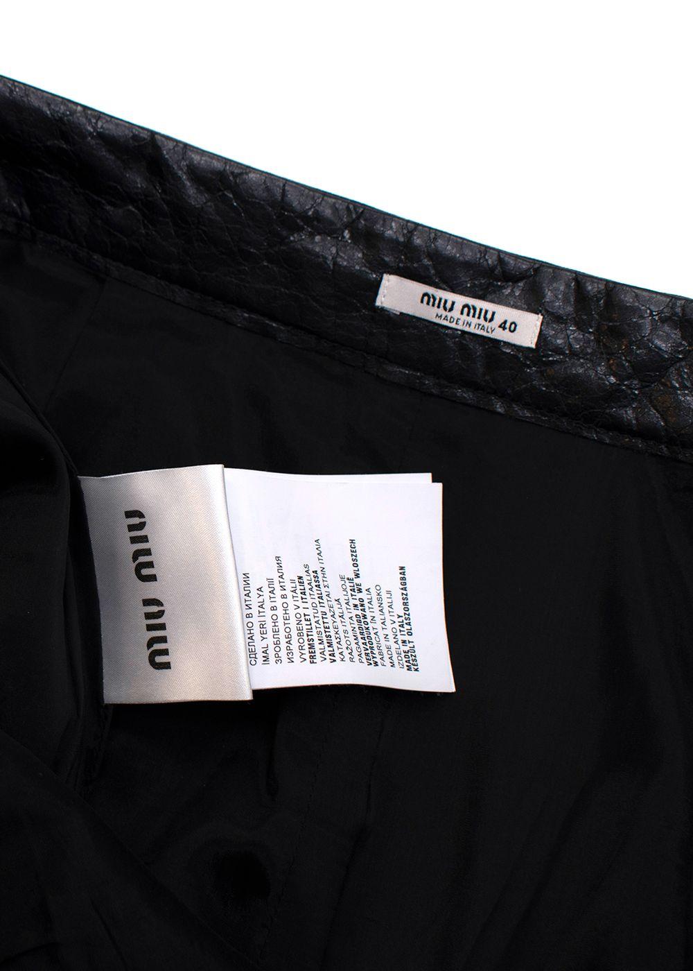 Black Crackled Leather Pencil Skirt