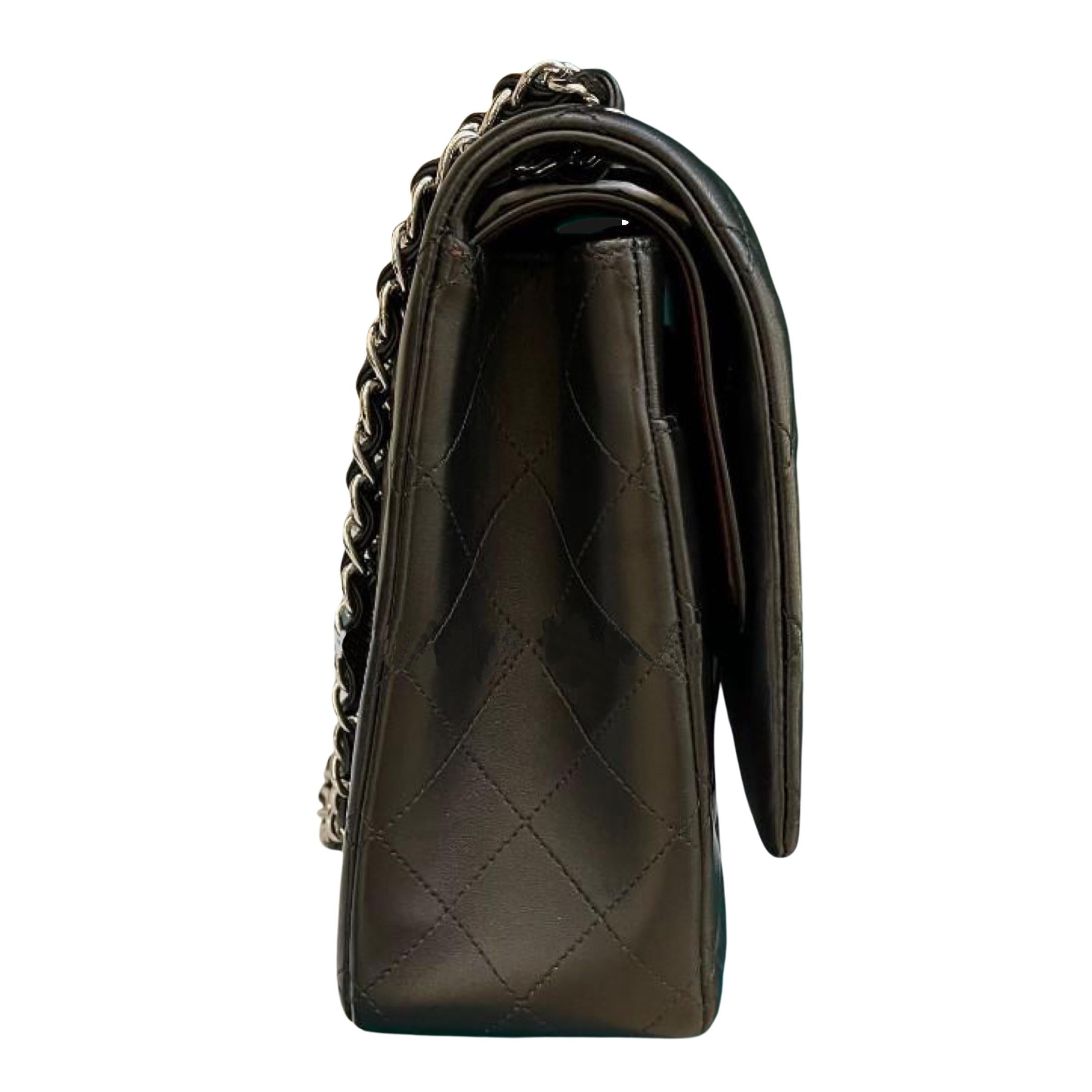 Black Lambskin Maxi Double Flap