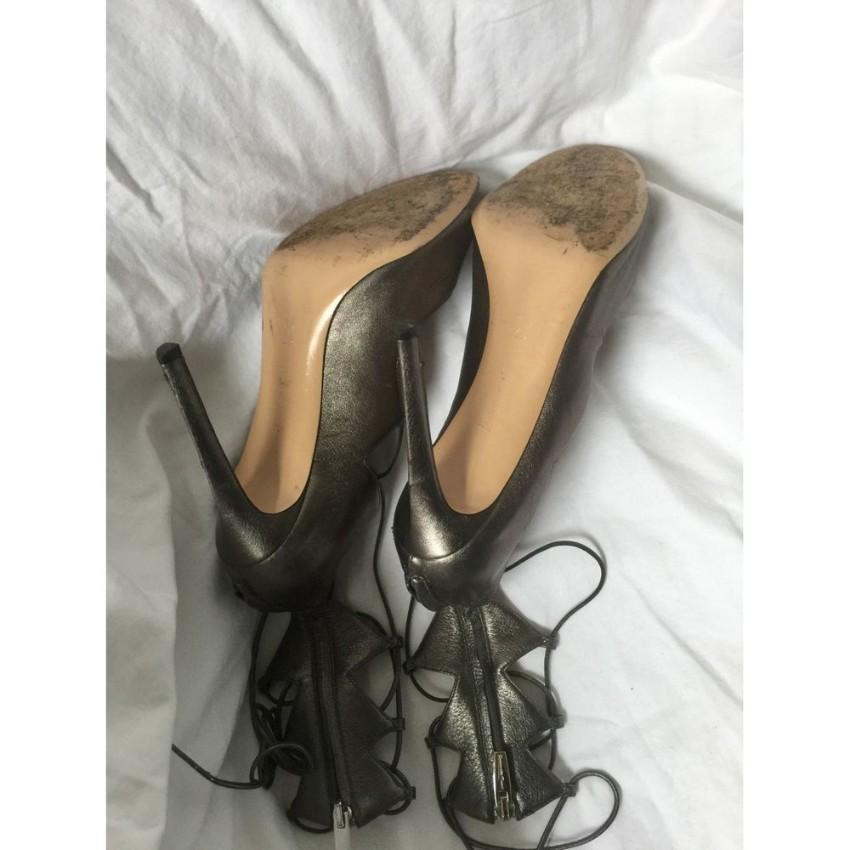 Gianvito Rossi Metallic Lace-Up Sandals