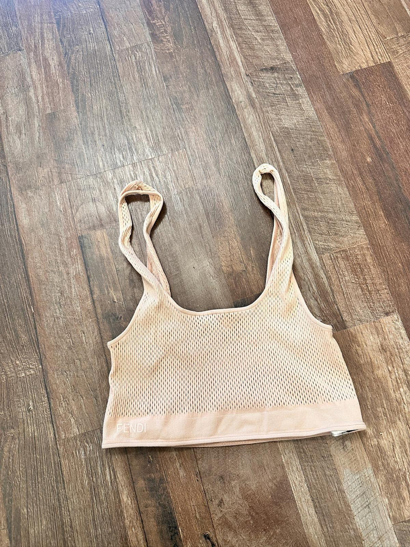 Fendi Long Sleeve Jersey Mesh Bodysuit and Bra Set