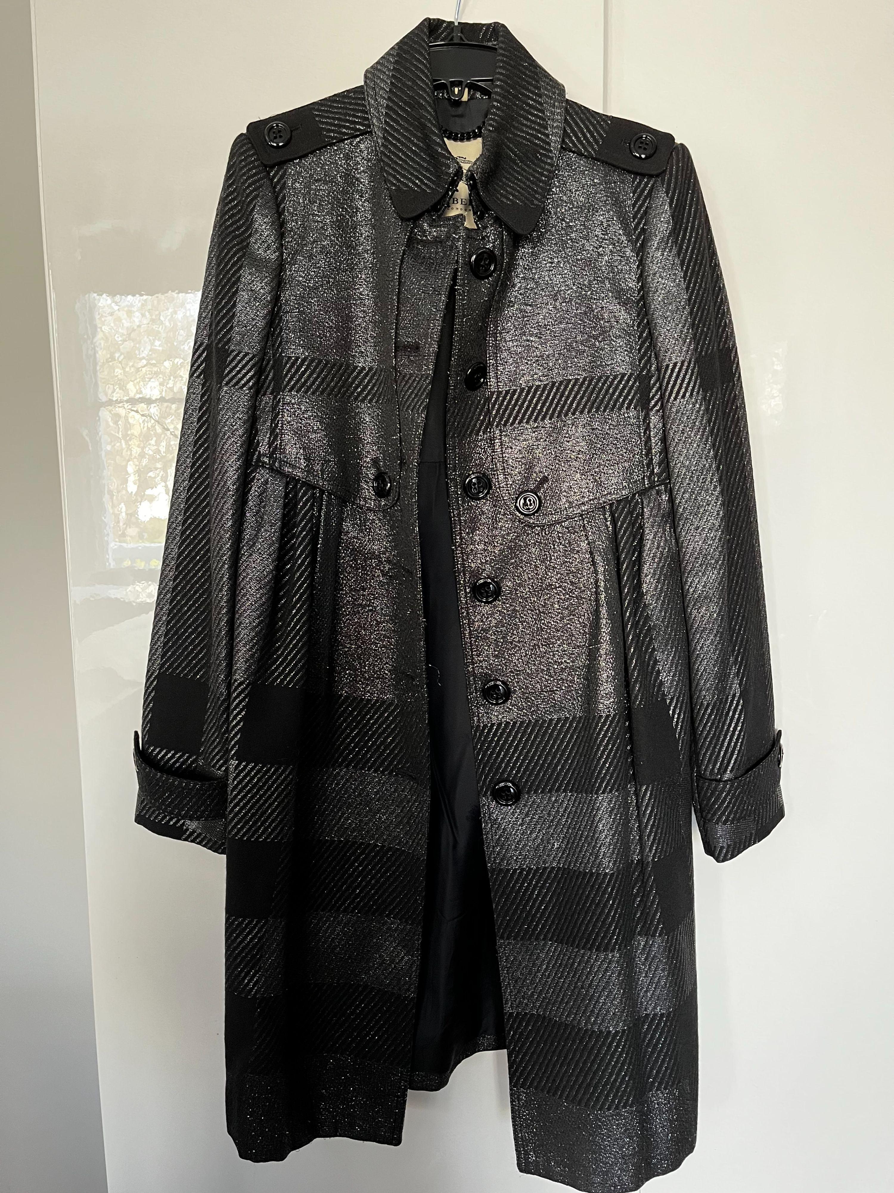 Black Lurex Woven Trench Coat