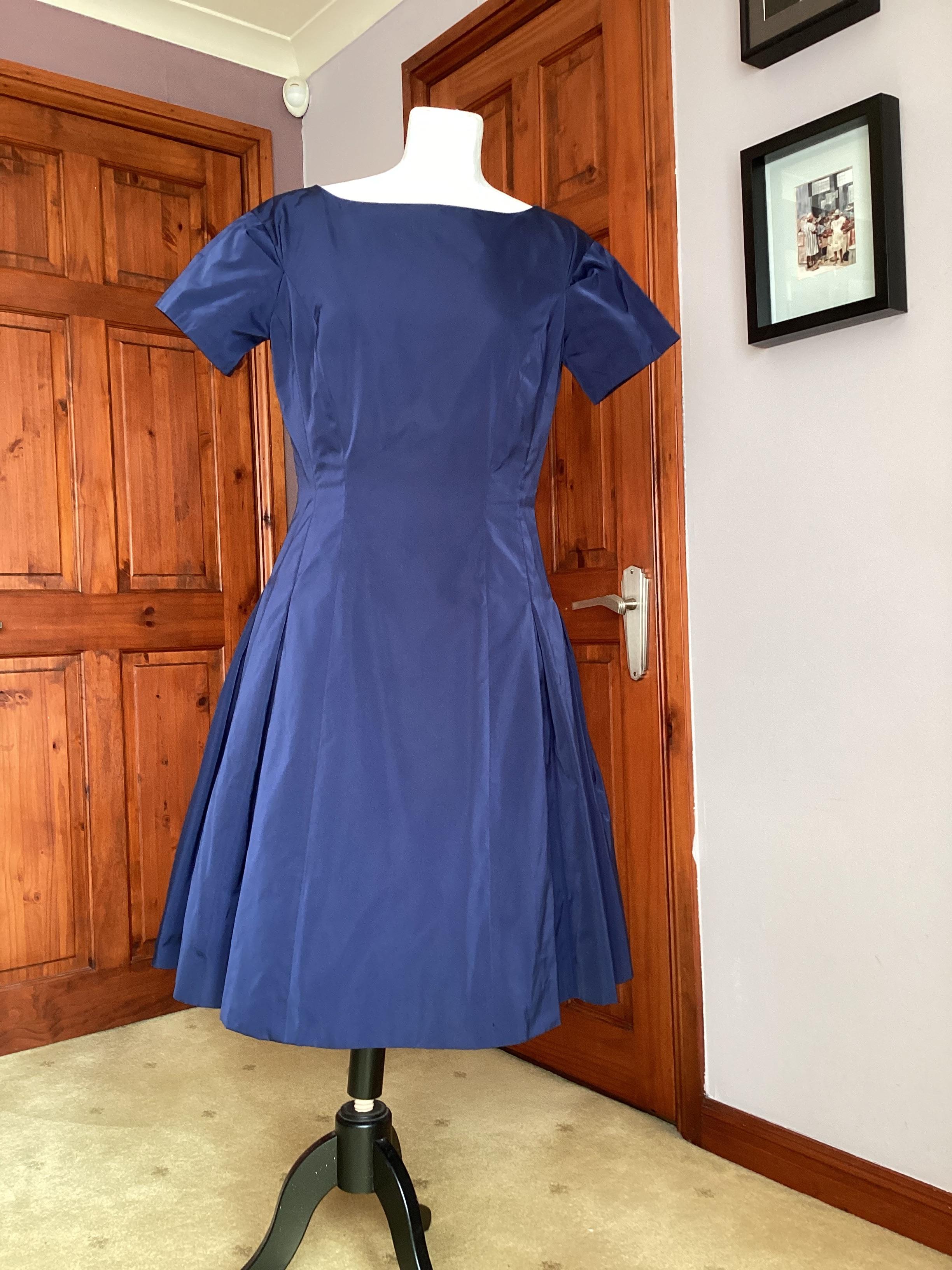 Box Pleated Short Sleeved Silk Blend Dress