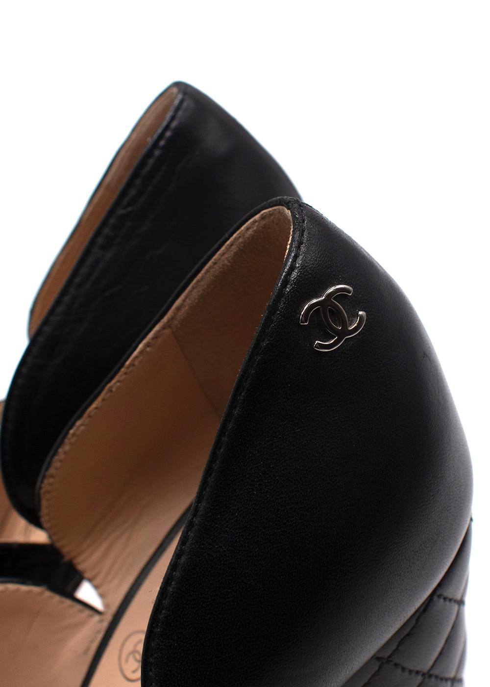 Chanel Black Quilted Leather Round Toe Heels