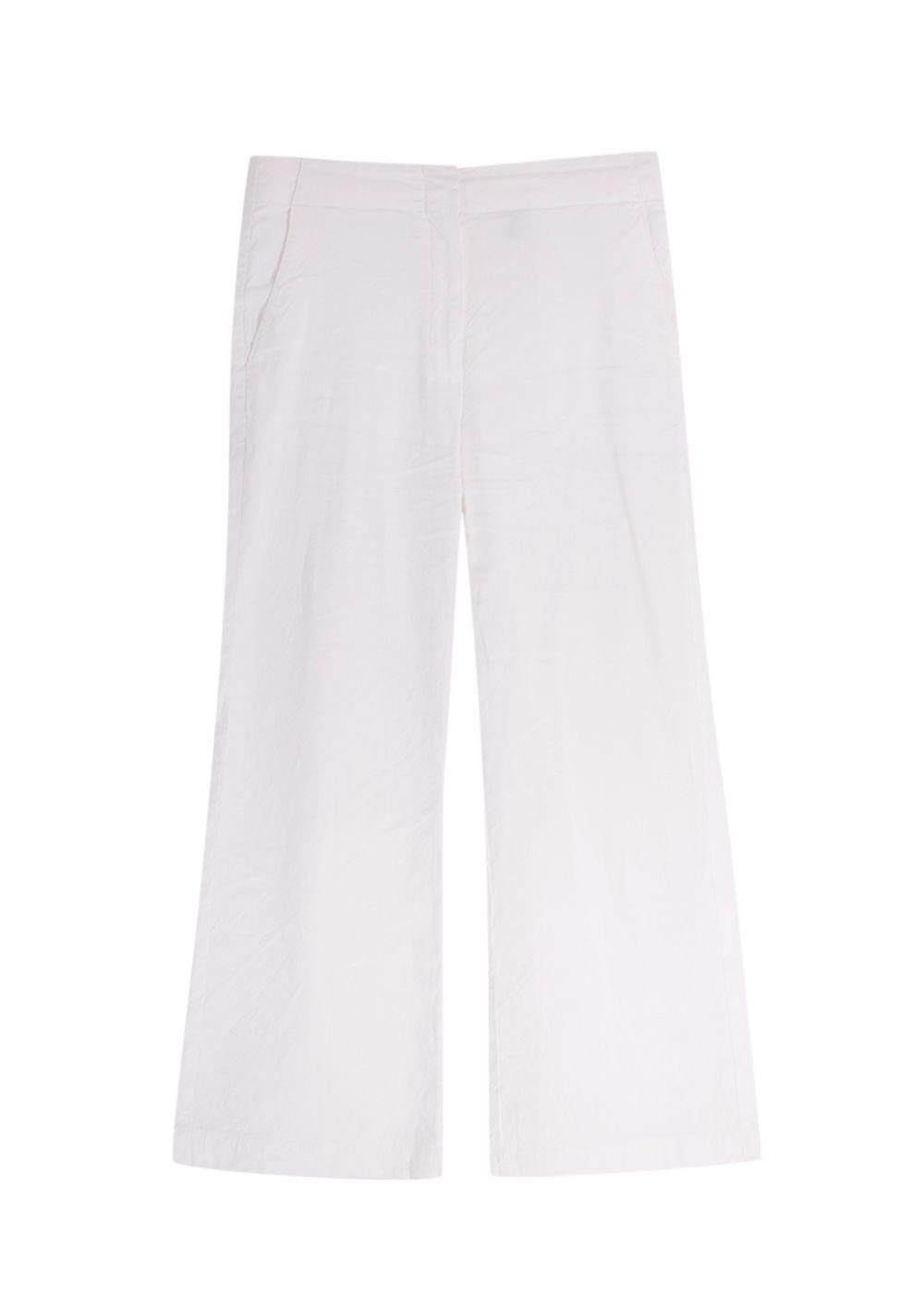 Theory White Linen Blend Cropped Trouser