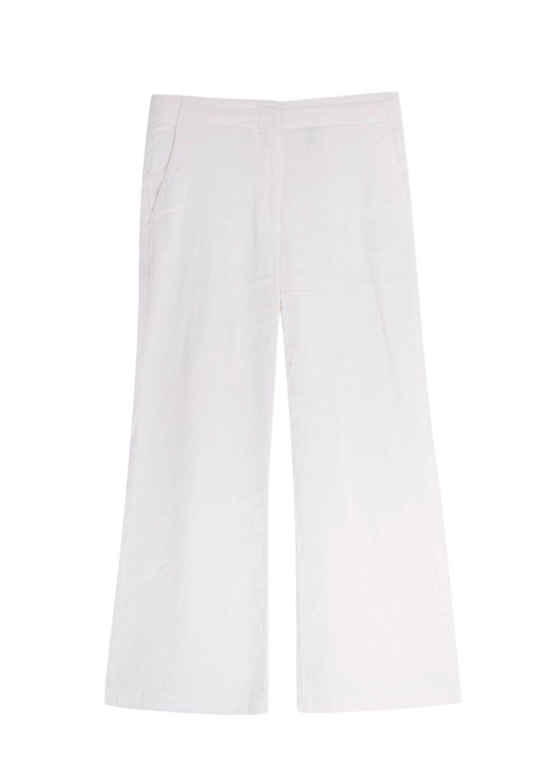 Theory White Linen Blend Cropped Trouser