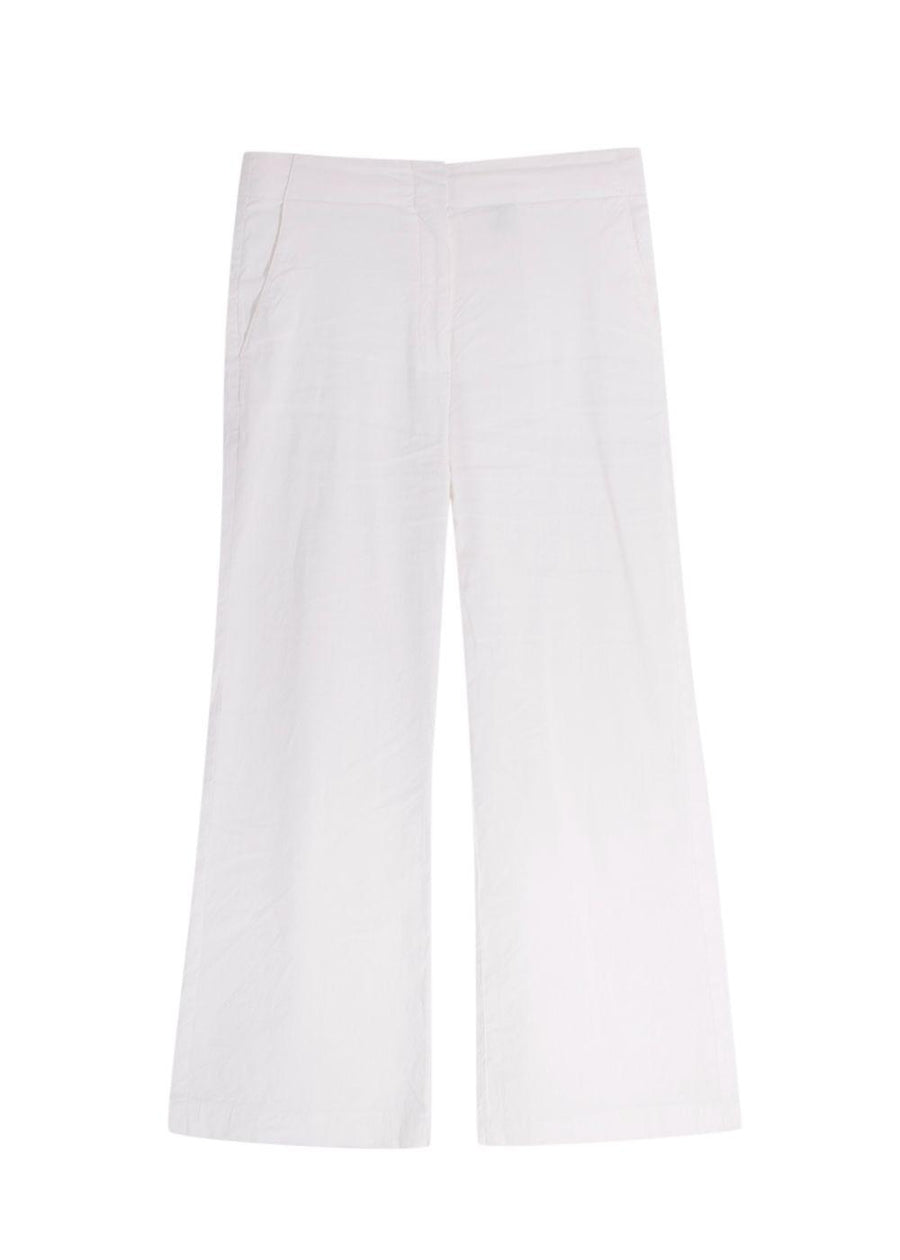 Theory White Linen Blend Cropped Trouser