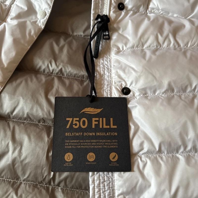 Belstaff White Duck Down/Feather Hooded Coat