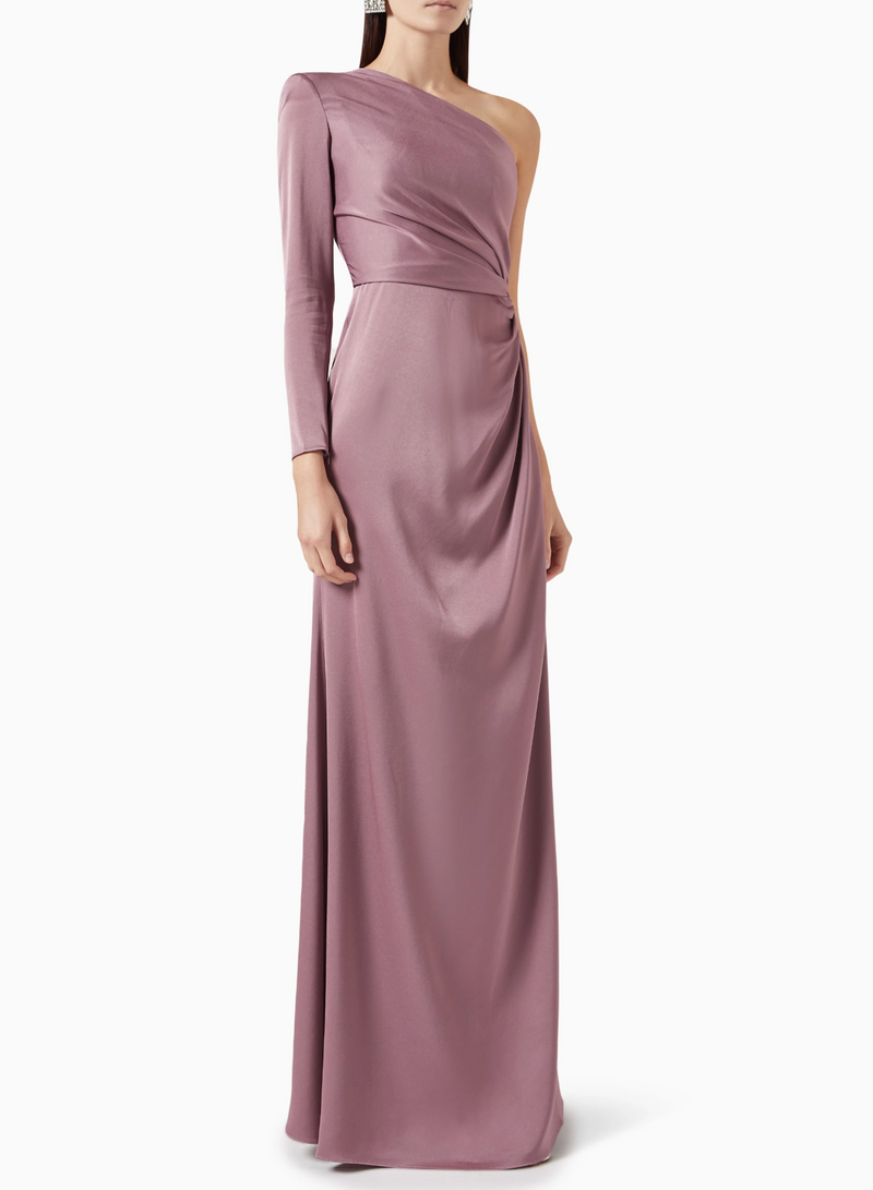 Alex Perry One-shoulder Twisted Gown in Satin Crepe