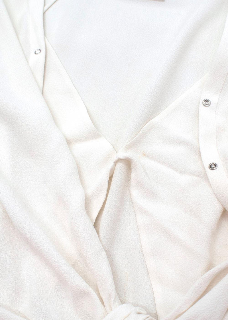 White Twist Placket Tunic Dress