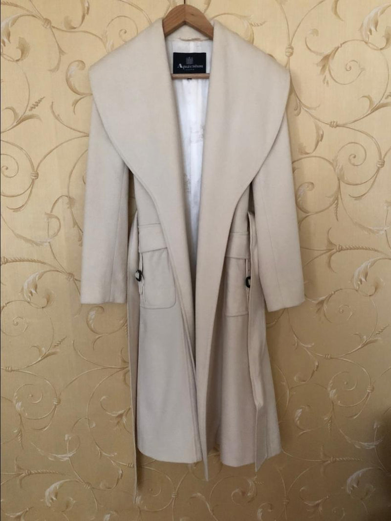Aquascutum Wool Wrap Coat with Oversize Collar