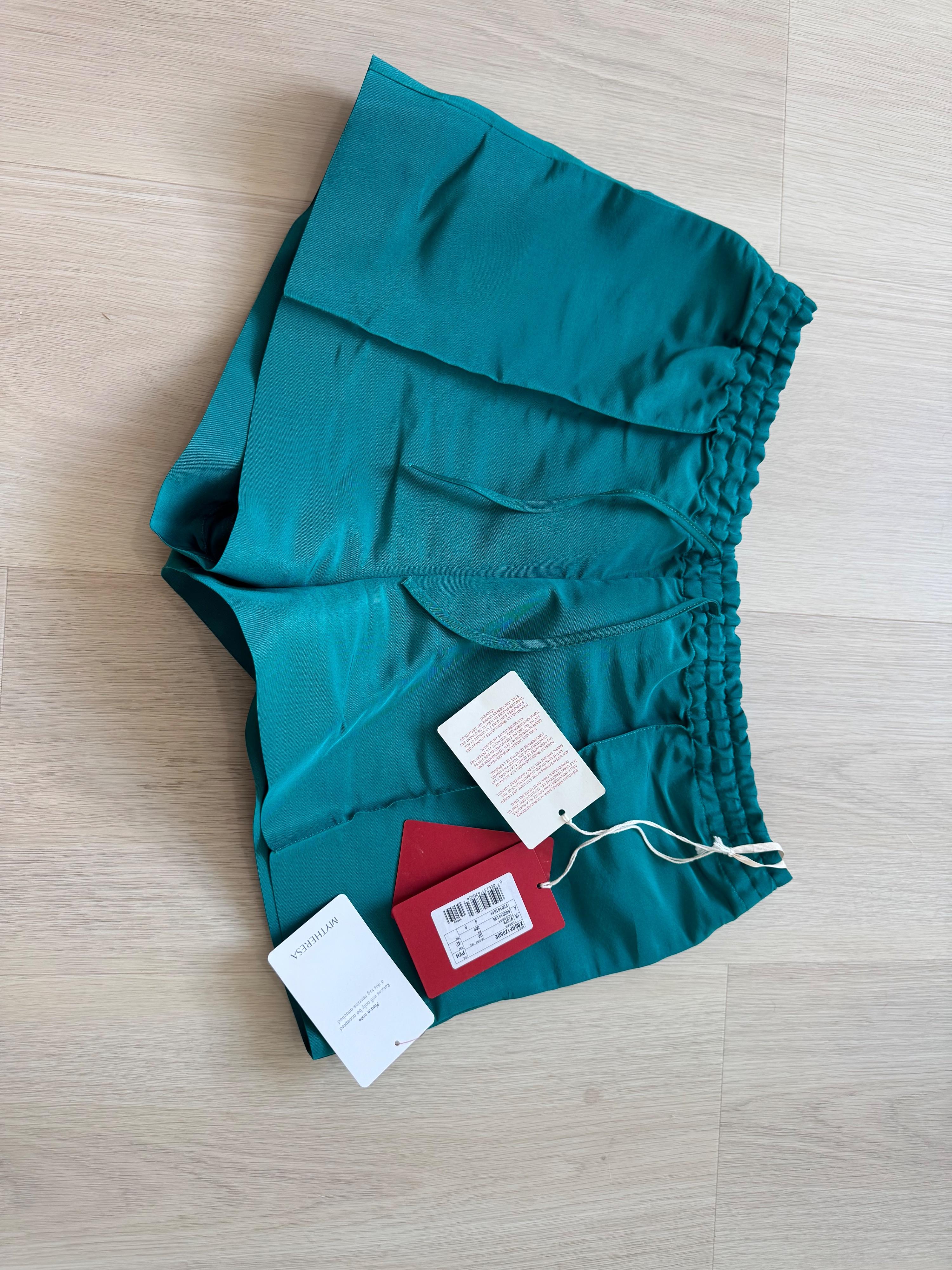 Valentino Teal Silk Shorts