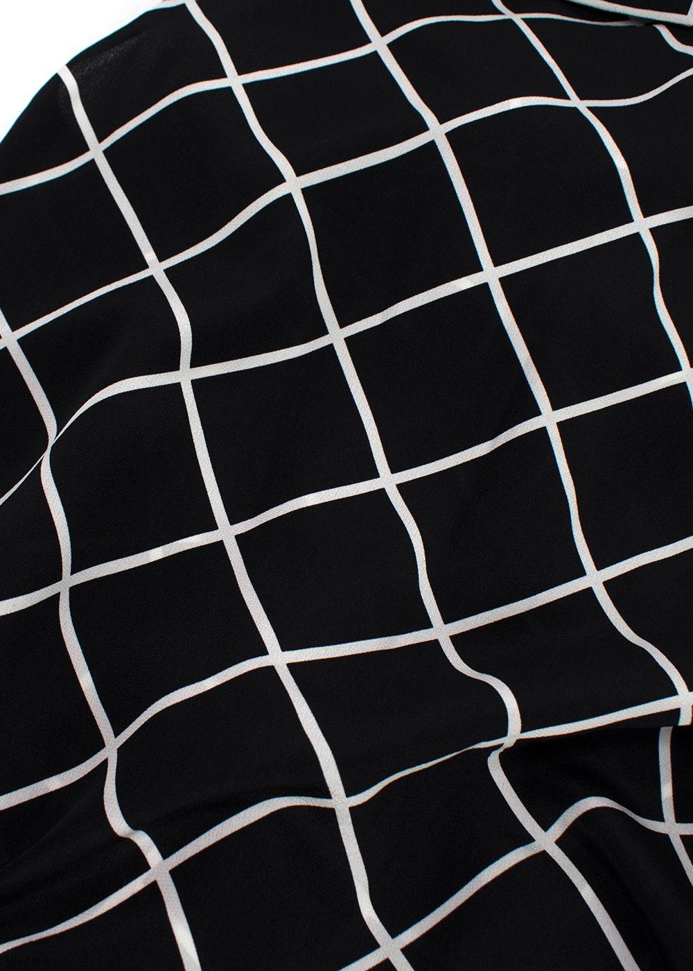 Oscar de La Renta Black and White Geometric Silk Blouse