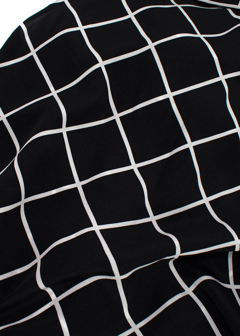 Oscar de La Renta Black and White Geometric Silk Blouse