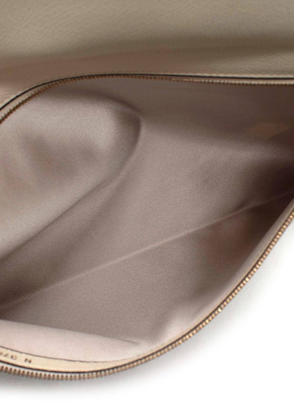 Valextra Cream Leather Envelope Clutch