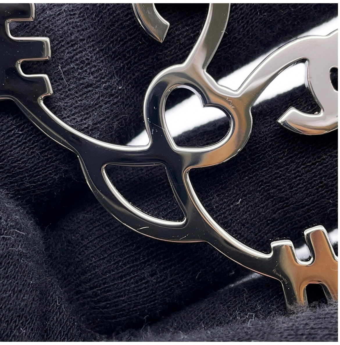 Chanel Silver Crystal Cat Brooch Pin