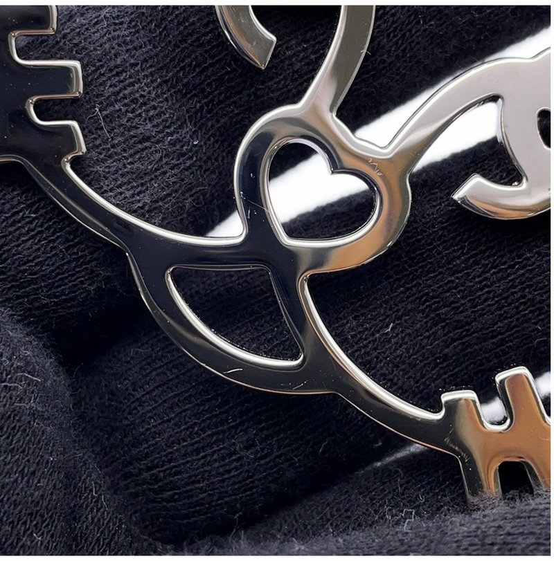 Chanel Silver Crystal Cat Brooch Pin