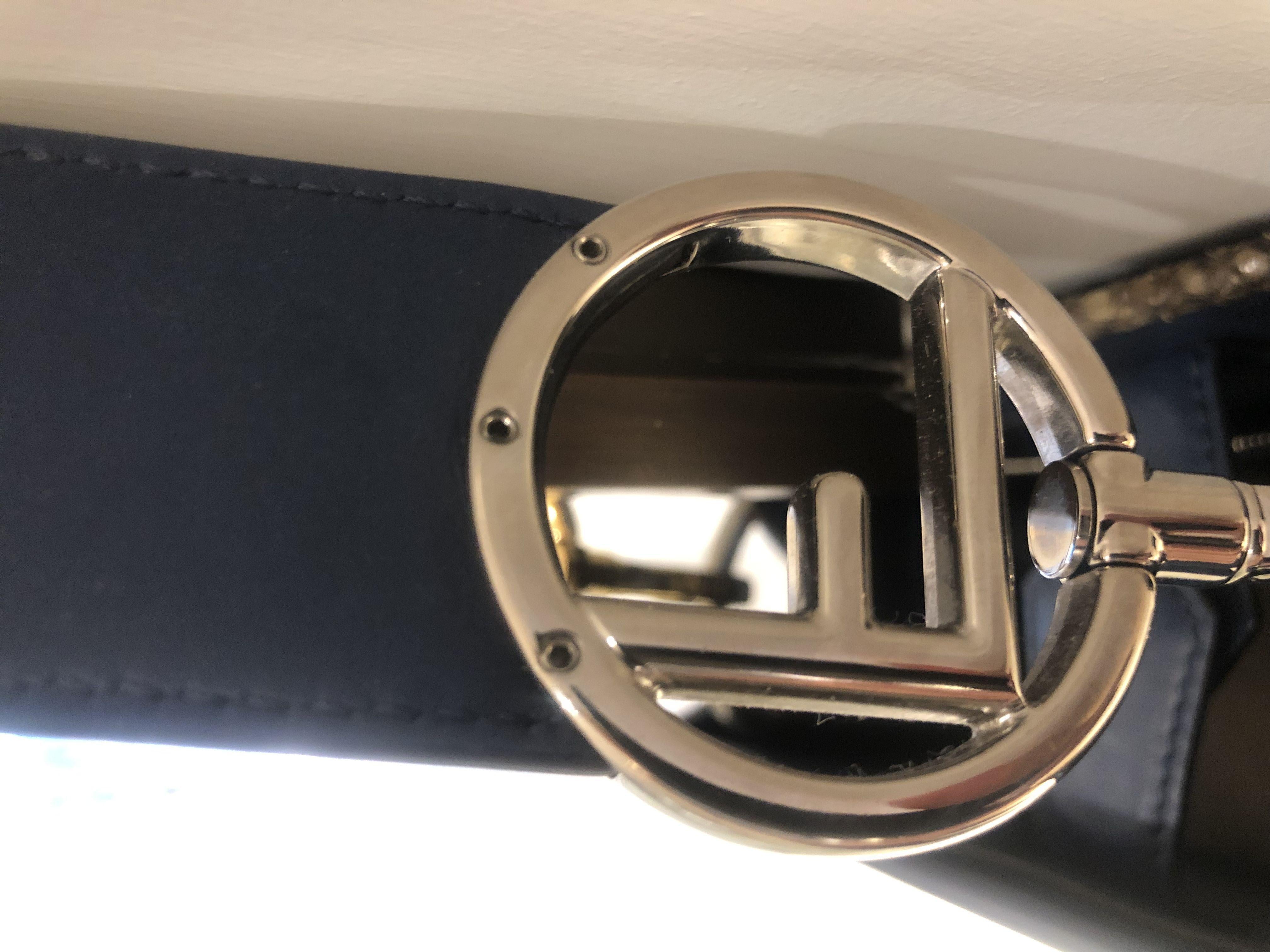 Fendi Blue Leather & Snakeskin Small Runaway Bag