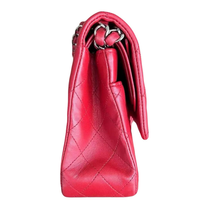 Red Quilted Lambskin Medium Classic Double Flap Bag