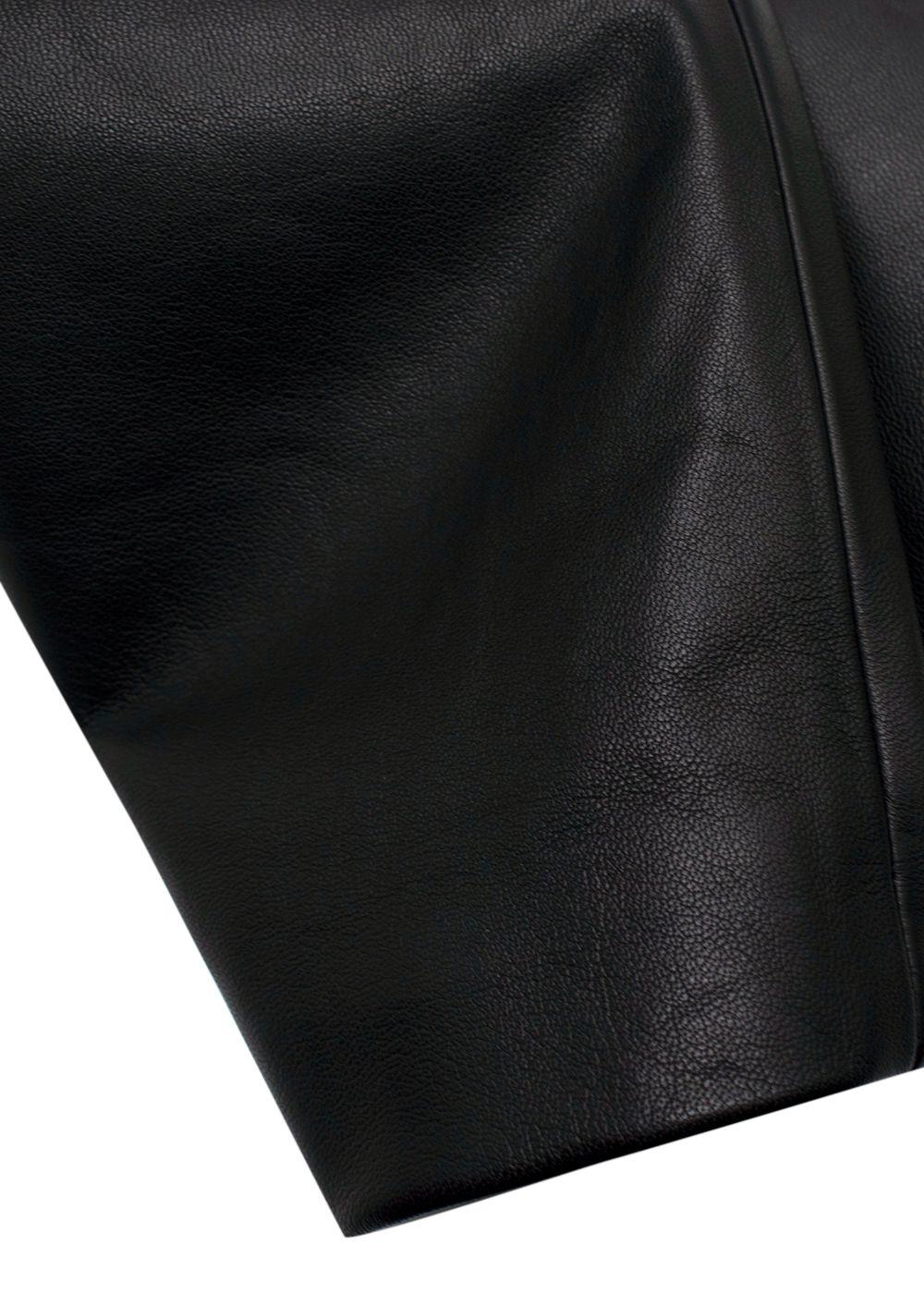 Balenciaga Black Unisex Straight Leg Leather Trousers