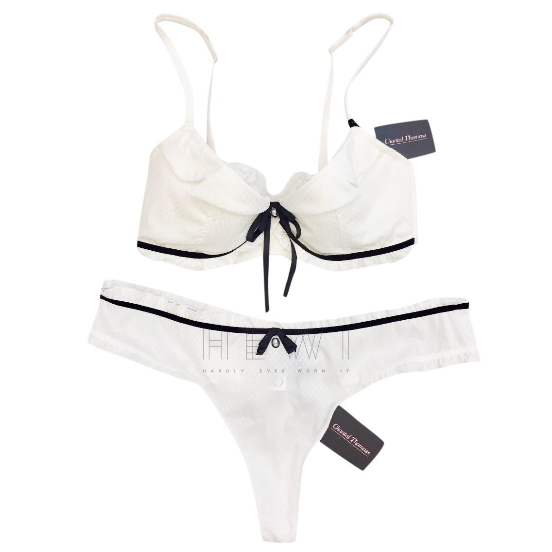 Chantal Thomass Ivory Leavers Lace Pad Bra & Thong Set