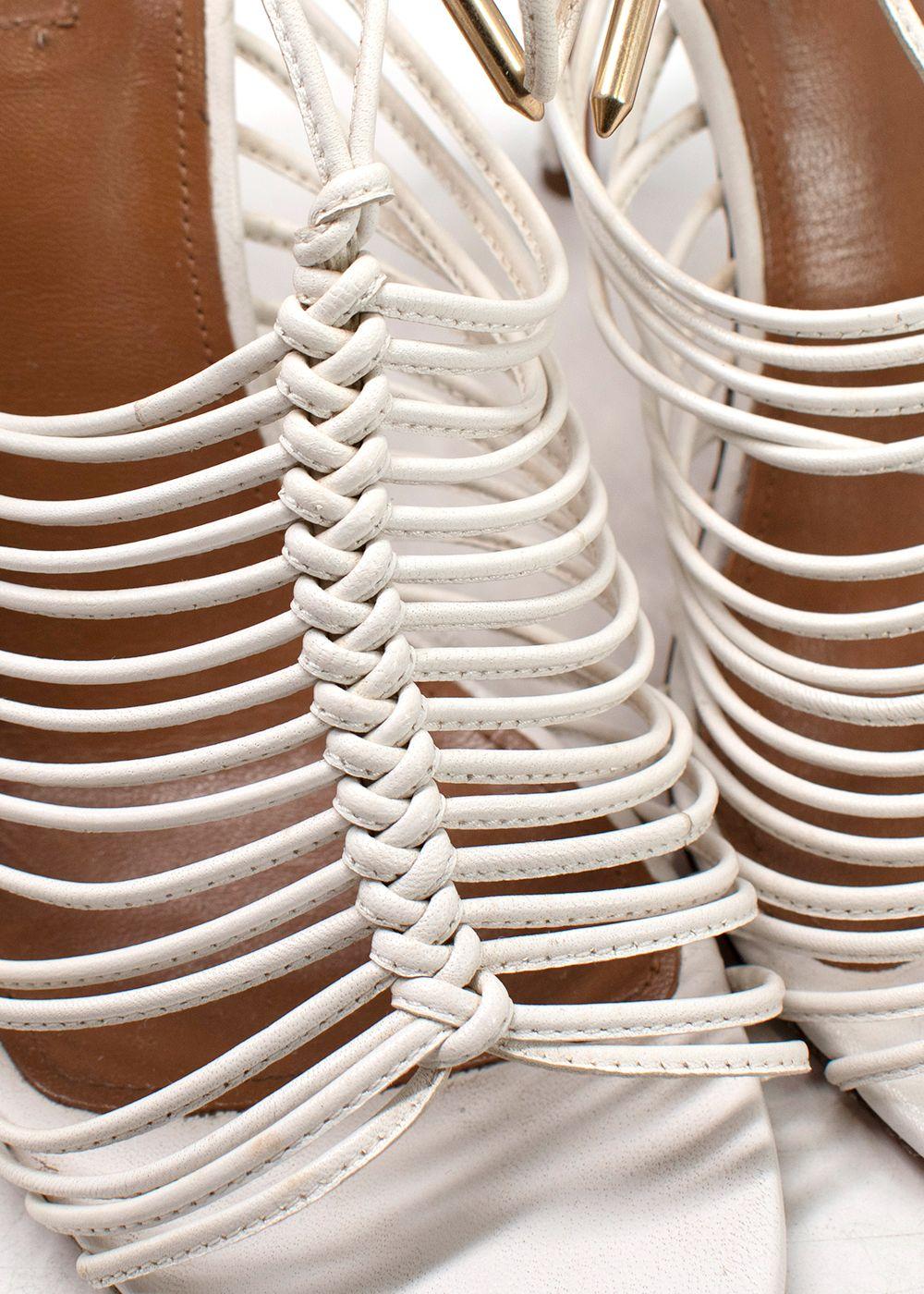 Aquazzura White Leather Nadja Heels