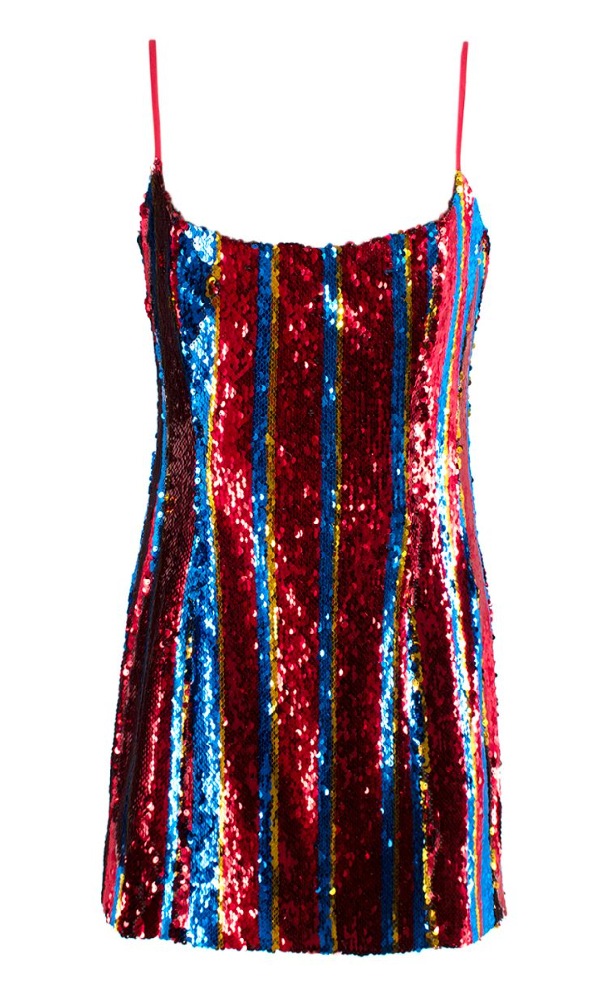 Halpern Red Striped Sequin Mini Dress