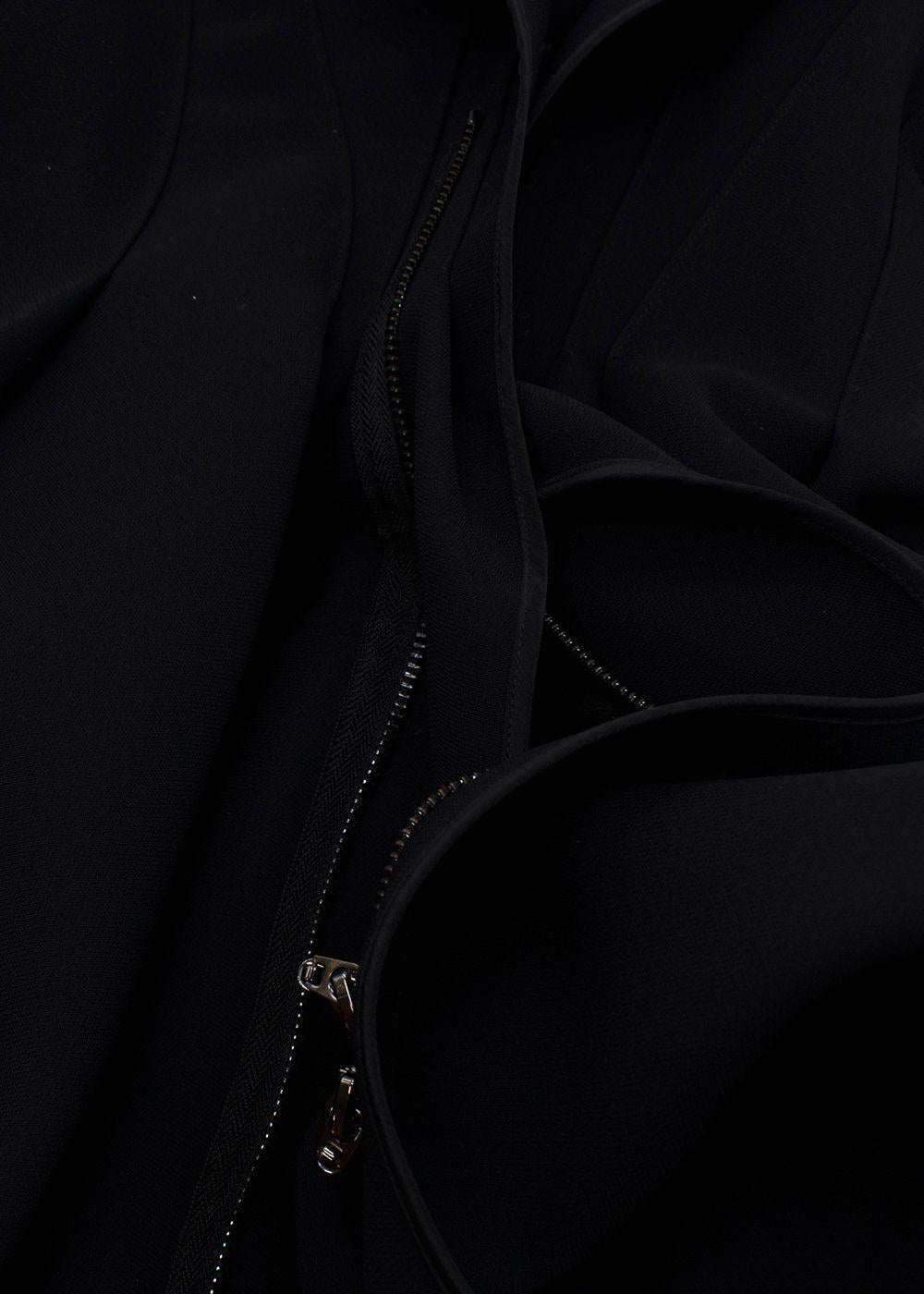 Black Flared Pleated Zip Gown
