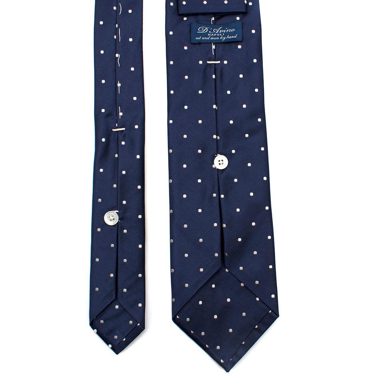 D'Avino Napoli Navy And White Dot Satin Tie
