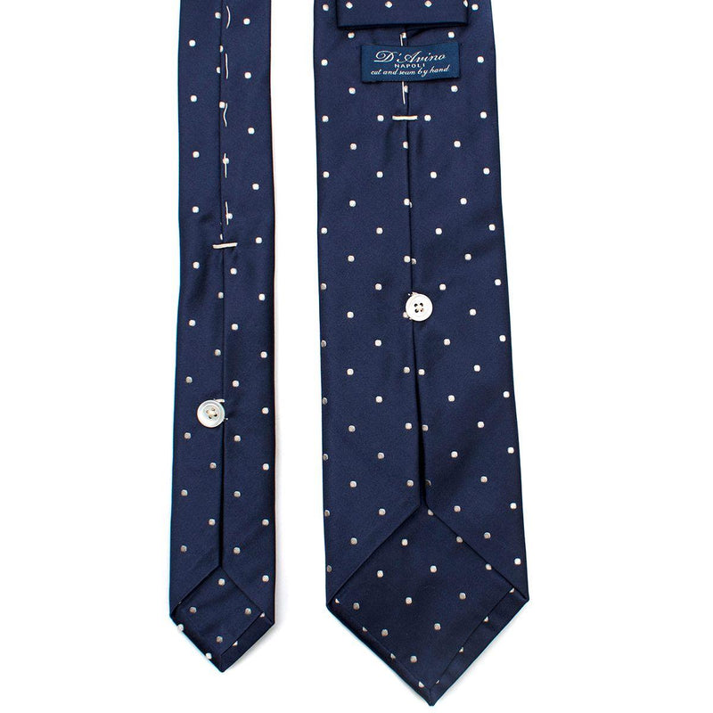 D'Avino Napoli Navy And White Dot Satin Tie
