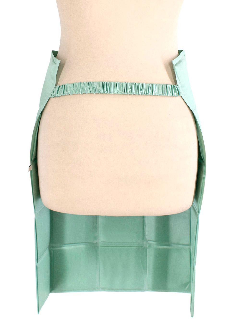 Bottega Veneta Menta Lacquered Matelasse Satin Skirt