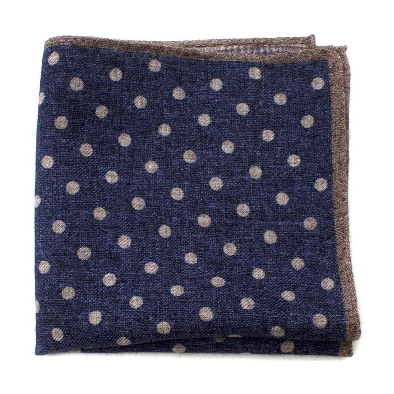 Di Maestro Wool Navy Polka dot Pocket Square