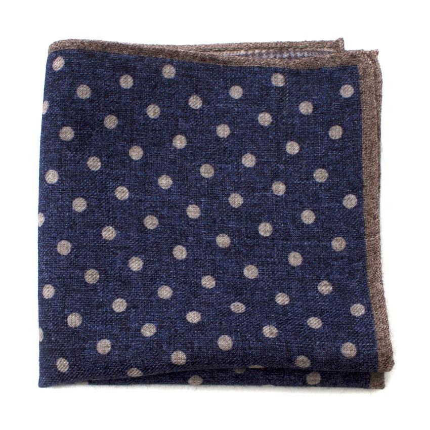 Di Maestro Wool Navy Polka dot Pocket Square