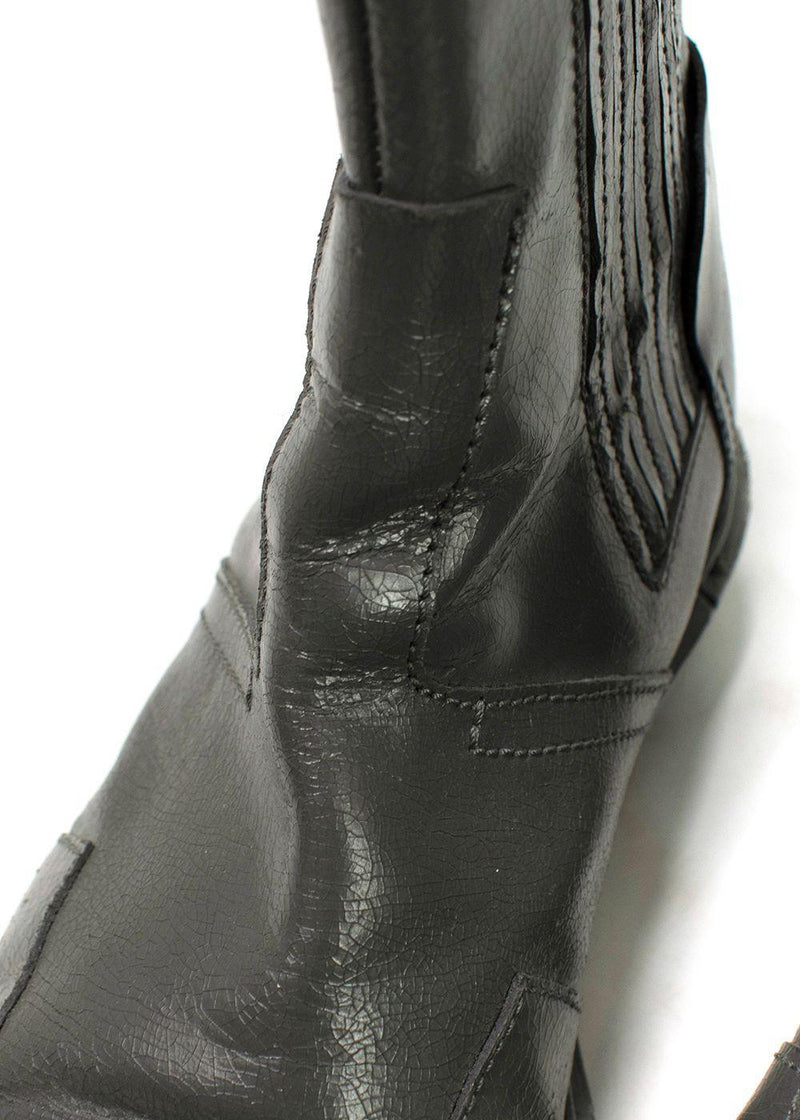Balenciaga Grey Distressed Leather Chelsea Boots